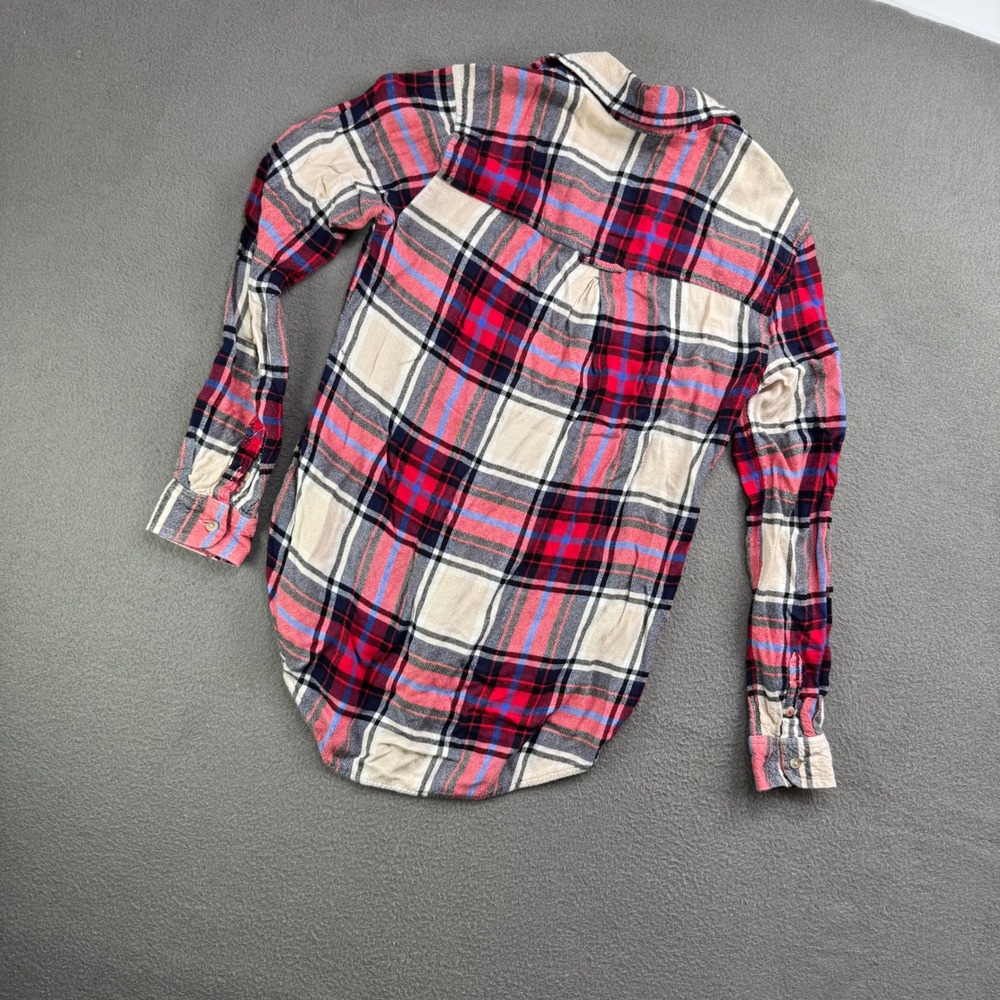 American Eagle Plaid Shirt Women XS Red Boyfriend Fit Flannel Button Up Soft - Picture 3 of 10